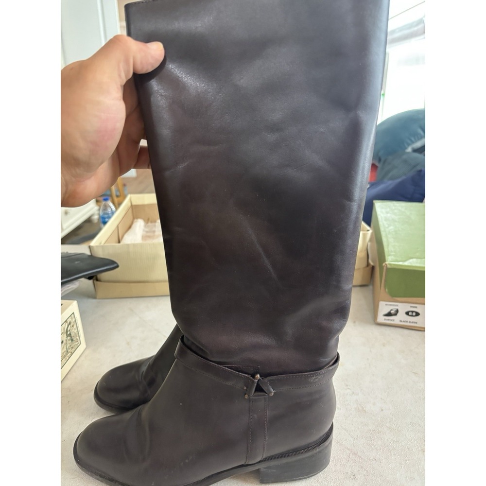 Amanda Smith Boots-494 Bridle-Womans 8 M-Brown-Leather-1.5" Heel-w Box-Knee‎ Hi